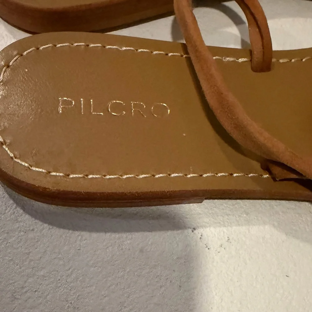 Anthropologie Pilcro Tie Up Sandals sz 8 Brown Flats Tassle NWT - Picture 6 of 10